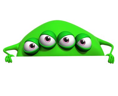 3D çizgi film yeşil canavar