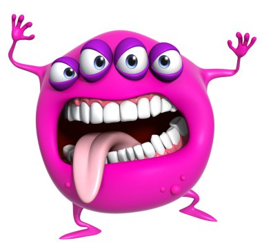 3D karikatür pembe canavar
