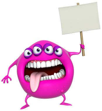3D karikatür pembe canavar holding tasarlamak