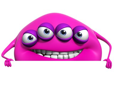 3D karikatür pembe canavar