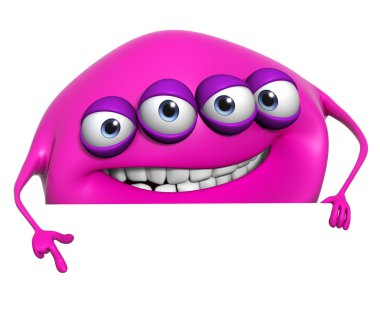 3D karikatür pembe canavar
