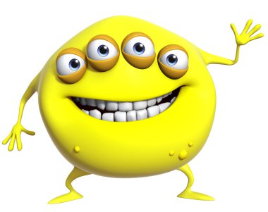 3D karikatür sarı monster