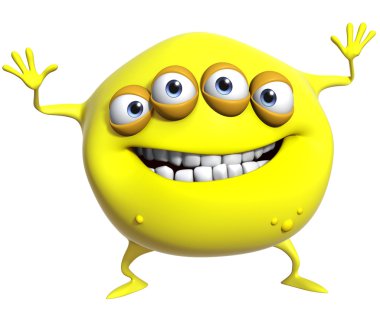3D karikatür sarı monster