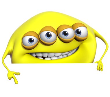 3D karikatür sarı monster