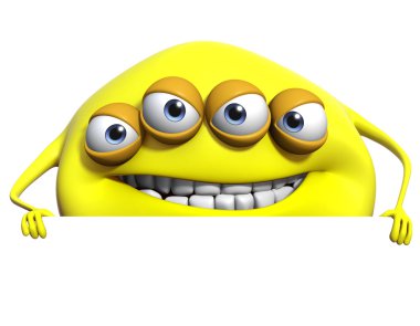 3D karikatür sarı monster