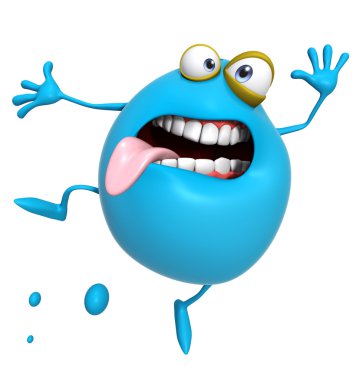 3D çizgi film sevimli mavi canavar