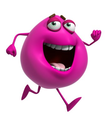 3D çizgi film sevimli pembe canavar