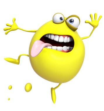 3D çizgi film sevimli sarı monster