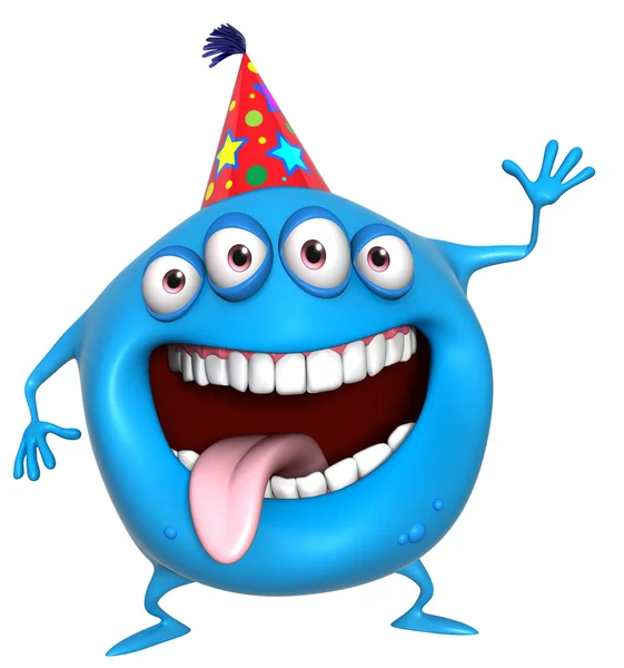3d cartoon birthday monster — Stock Photo, Image