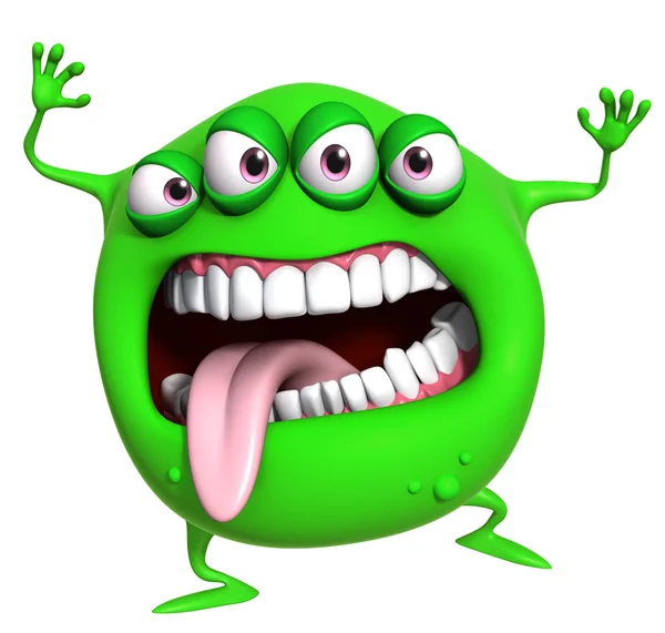 3d cartoon grünes monster — Stockfoto