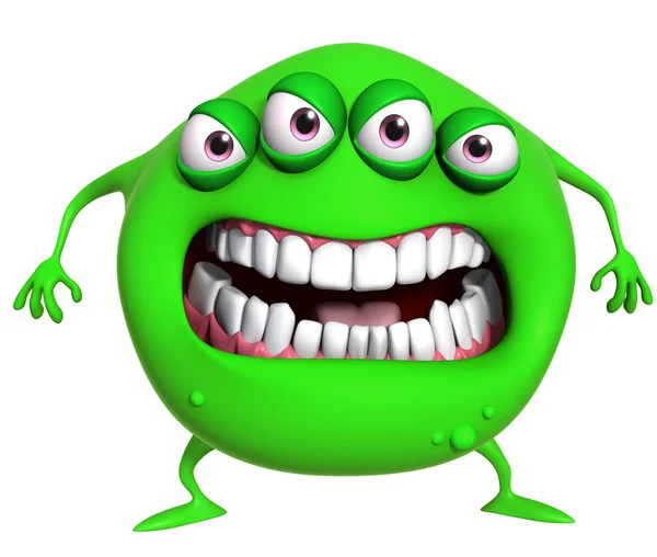 3D cartoon groene monster — Stockfoto