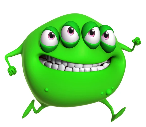 3d desenho animado monstro verde — Fotografia de Stock