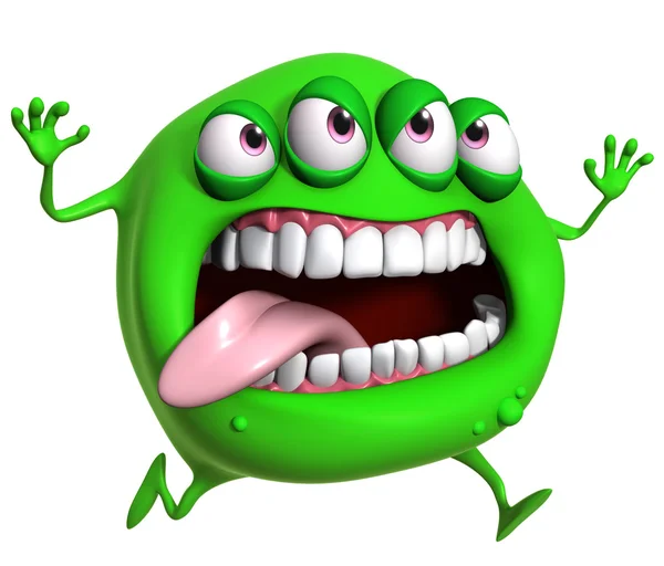 3d 卡通绿色怪物 — 图库照片