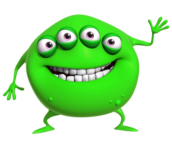 3d cartoon grünes monster — Stockfoto