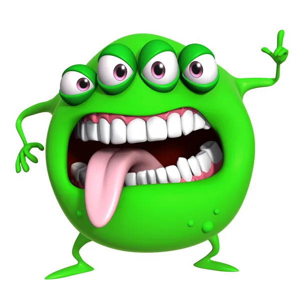 3D cartoon groene monster — Stockfoto