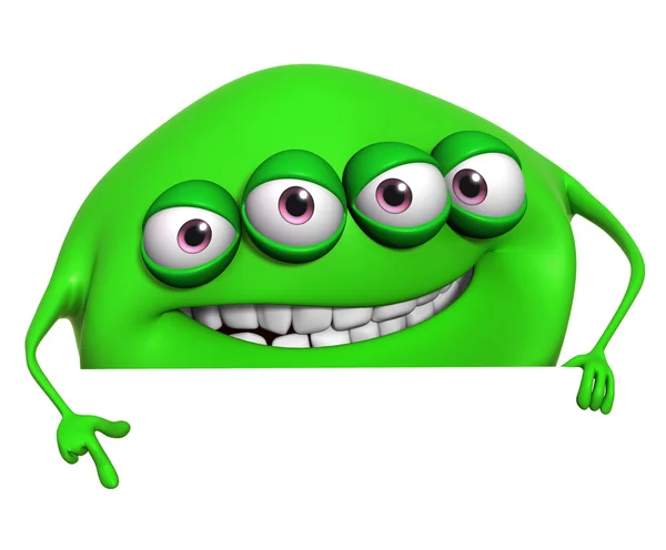 3d cartoon grünes monster — Stockfoto