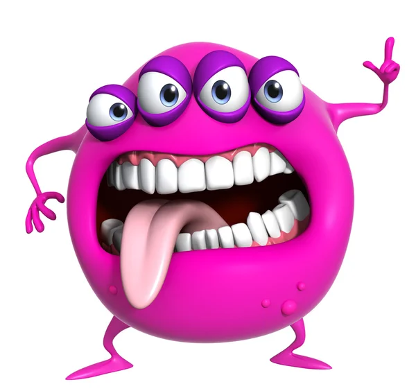 3d cartoon pink monster — Stock Photo, Image