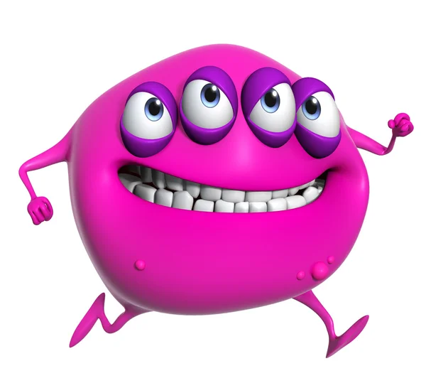 3d cartoon pink monster — Stock Photo, Image