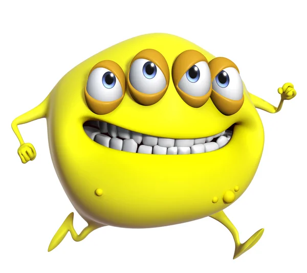 3d desenho animado monstro amarelo — Fotografia de Stock