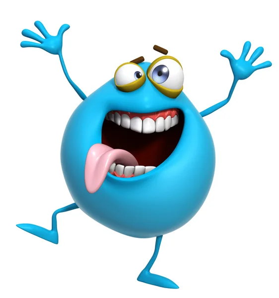 3d cartoon crazyblue monster — Stock Photo, Image