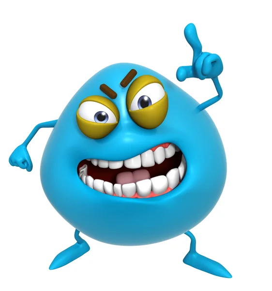 3d cartoon cute blue monster — Stock Photo, Image