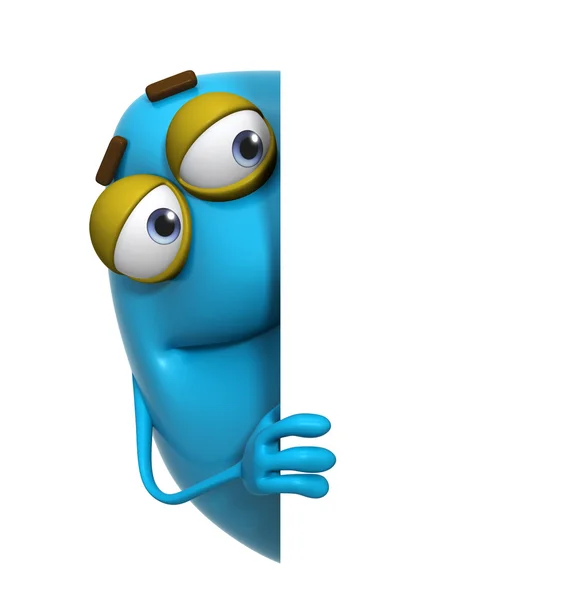 3d cartoon cute blue monster — Stock Photo, Image