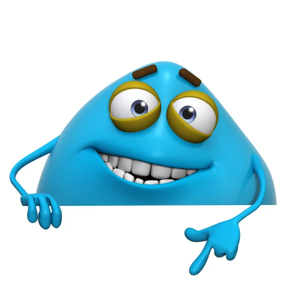 3d cartoon cute blue monster — Stock Photo, Image