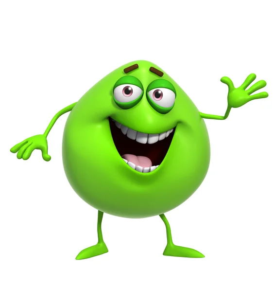 3d cartoon cute green monster — Stock Photo, Image