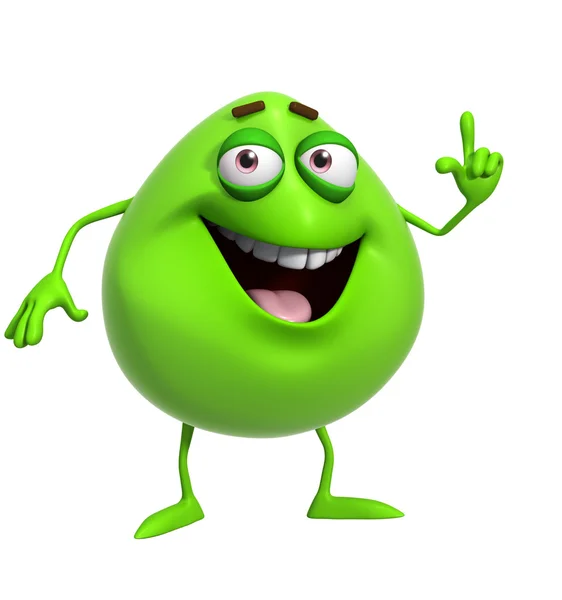 3d cartoon cute green monster — Stock Photo, Image