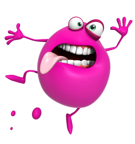 3d cartoon cute pink monster — Stock Photo, Image
