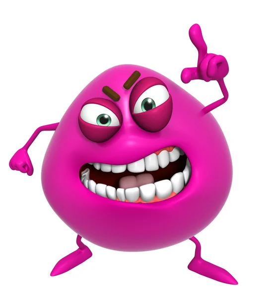 3d cartoon cute pink monster — Stock Photo, Image