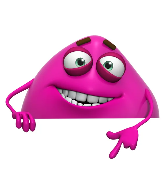 3d cartoon cute pink monster — Stock Photo, Image