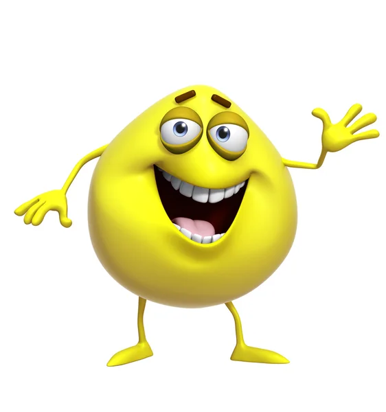 3d cartoon cute yellow monster — Stock Photo, Image