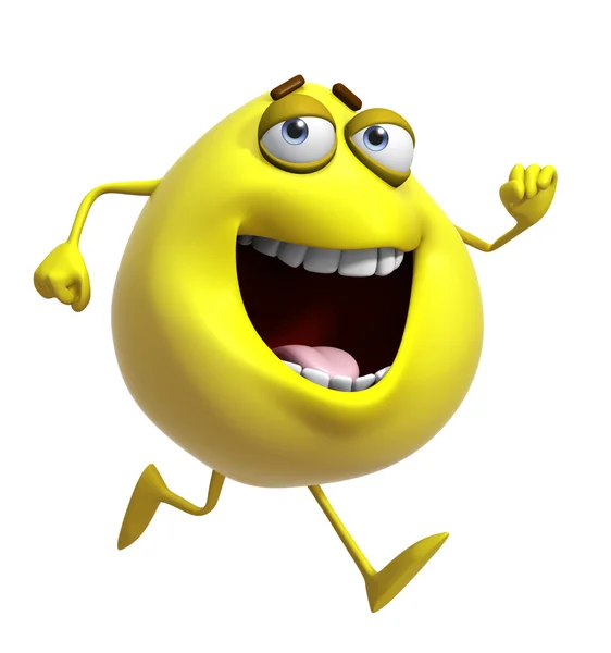 3d cartoon cute yellow monster — Stock Photo, Image