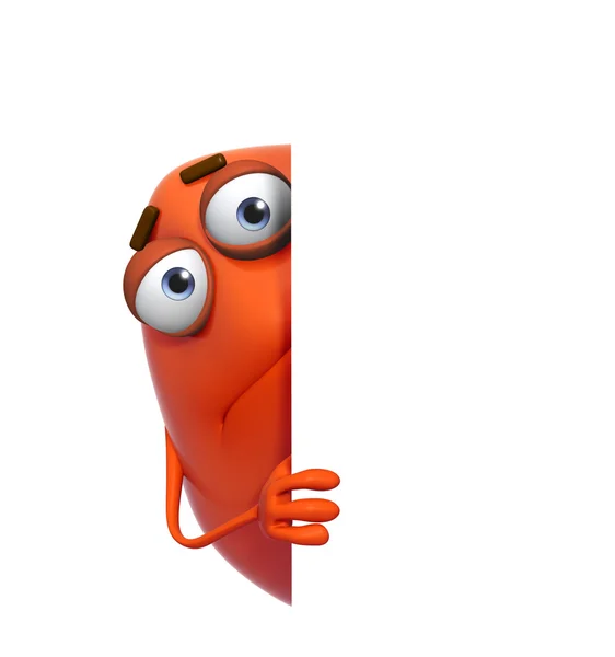 3d cartoon cute red monster — Stock Photo, Image