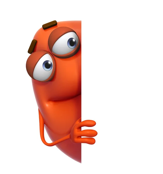 3d cartoon cute red monster — Stock Photo, Image