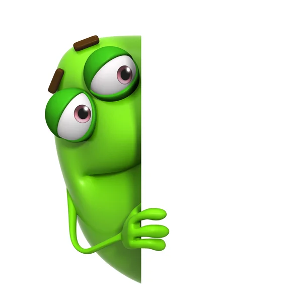 3d cartoon cute green monster — Stock Photo, Image