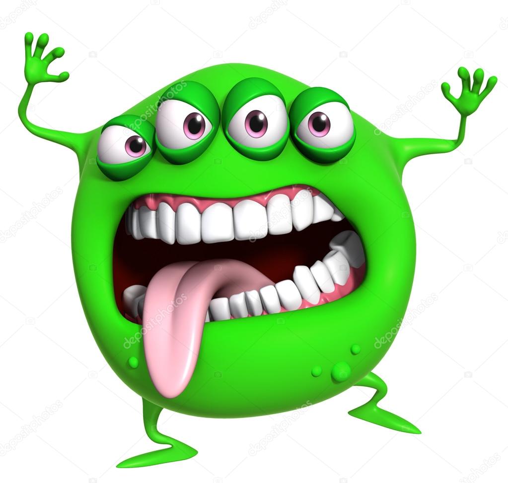 3d cartoon green monster Stock Photo by ©bertoszig 23016936