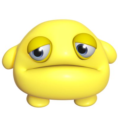 3D çizgi film sevimli sarı monster