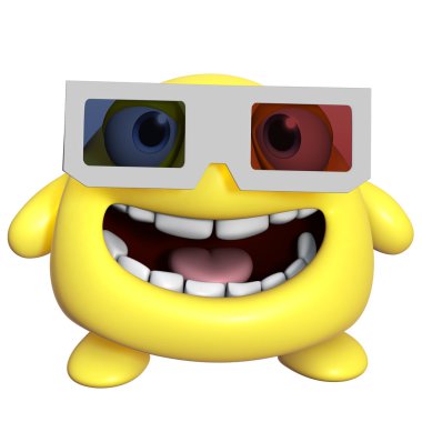 3D çizgi film sevimli sarı monster
