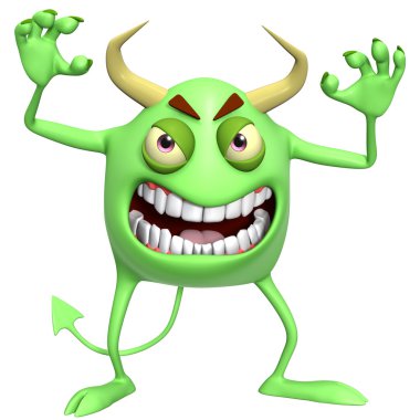 3D karikatür hallowen canavar
