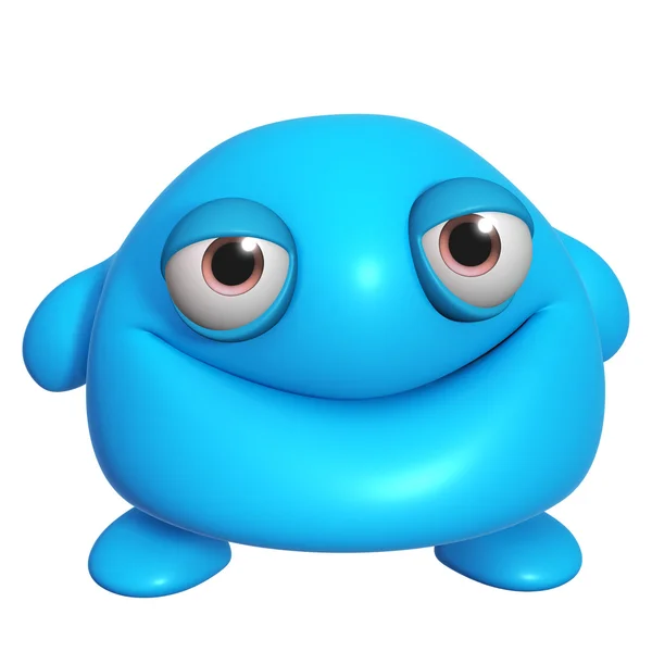 3D kreskówka potwór ładny niebieski — Zdjęcie stockowe