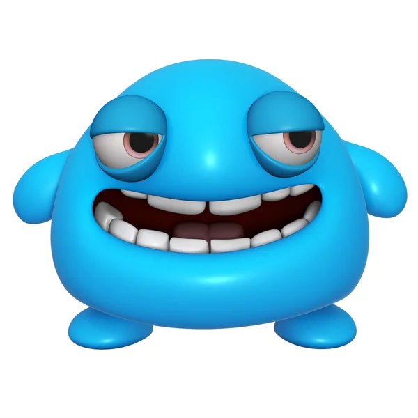 3d cartoon cute blue monster — Stock Photo, Image