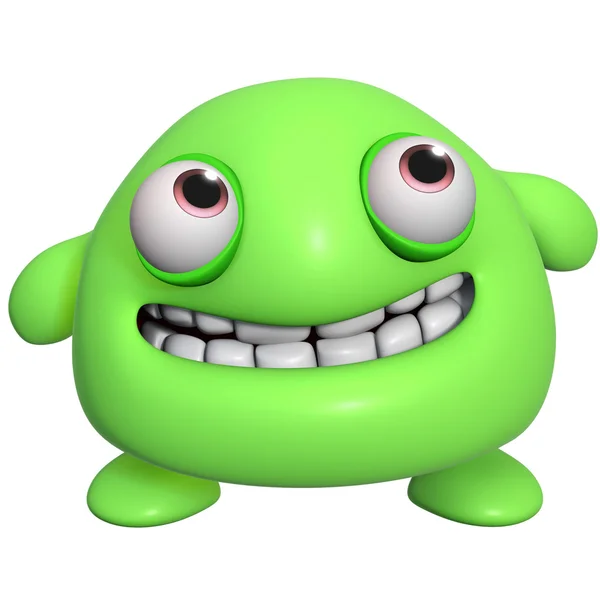 3D kreskówka potwór zielony ładny — Zdjęcie stockowe