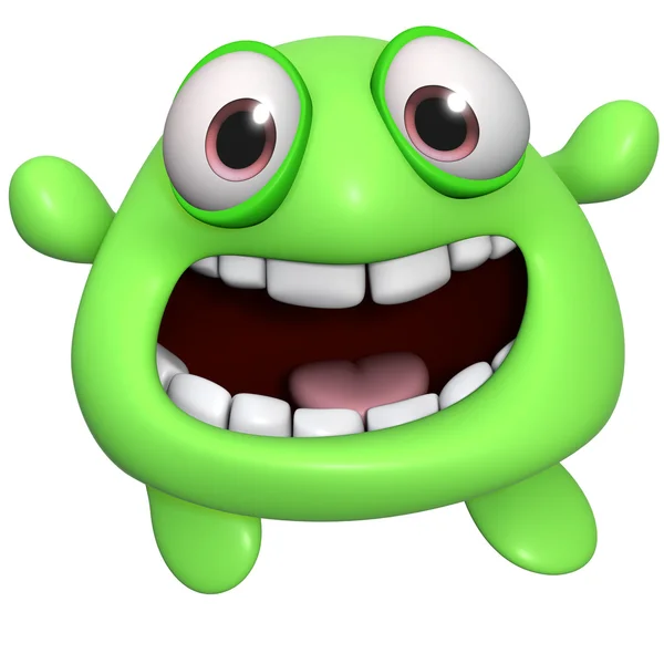 3d cartoon cute green monster — Stock Photo, Image