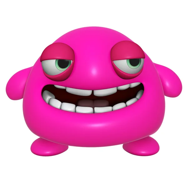 3d cartoon cute pink monster — Stock Photo, Image