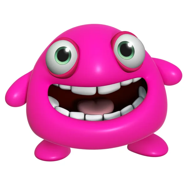 3D kreskówka potwór ładny różowy — Zdjęcie stockowe