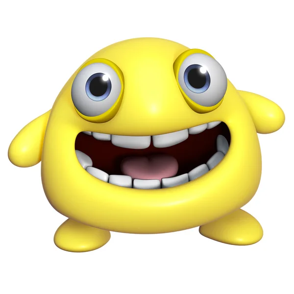 3d cartoon cute yellow monster — Stock Photo, Image