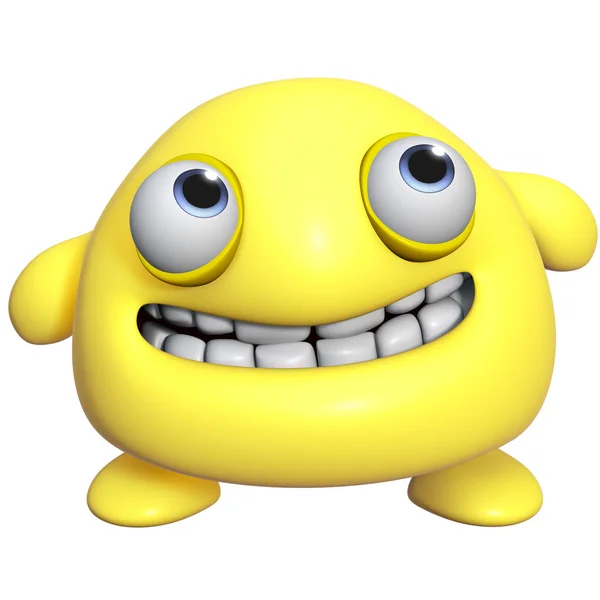 3d desenho animado bonito monstro amarelo — Fotografia de Stock