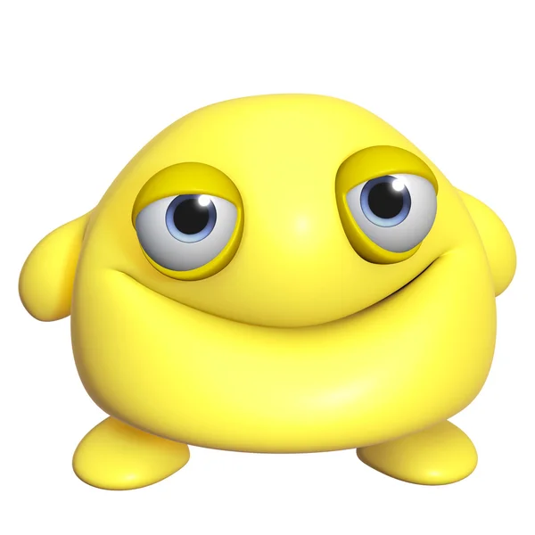 3d cartoon cute yellow monster — Stock Photo, Image